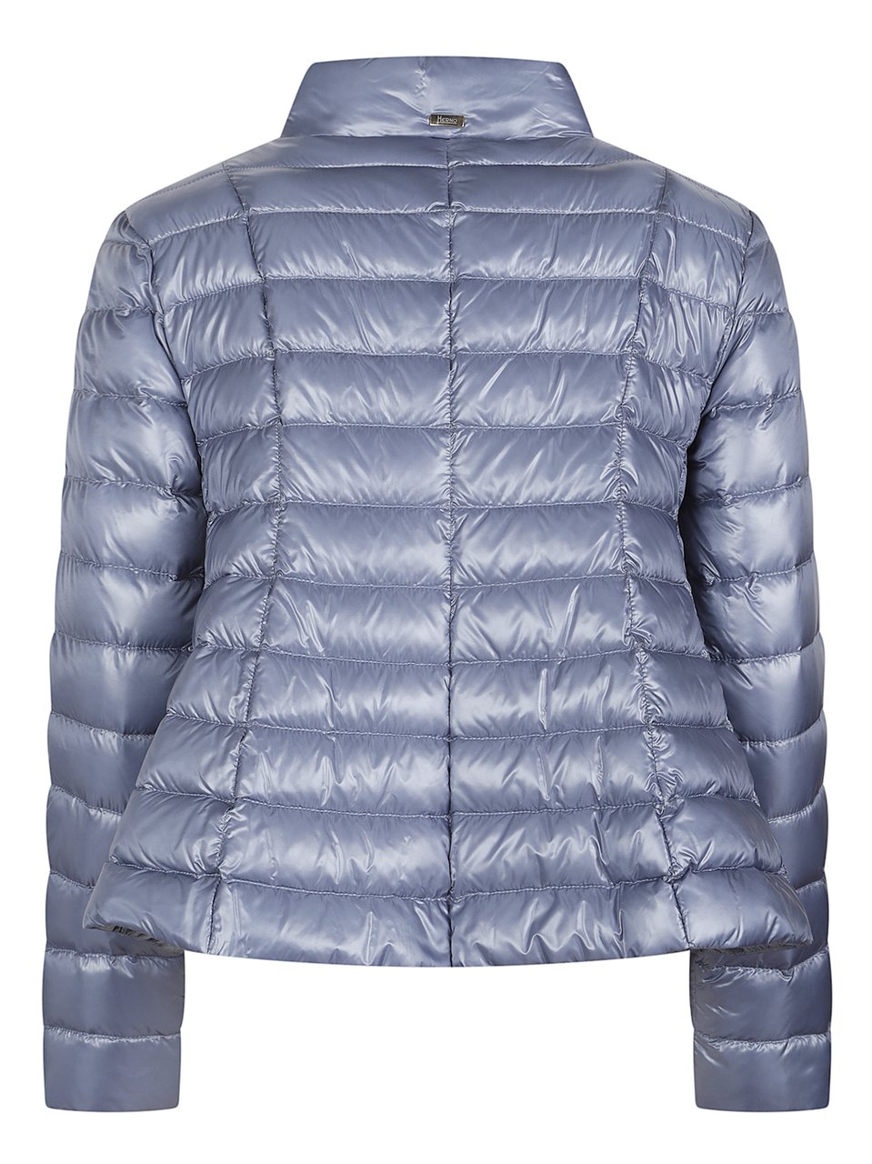 Herno Light Blue High Collar Nylon Down Jacket Blauw