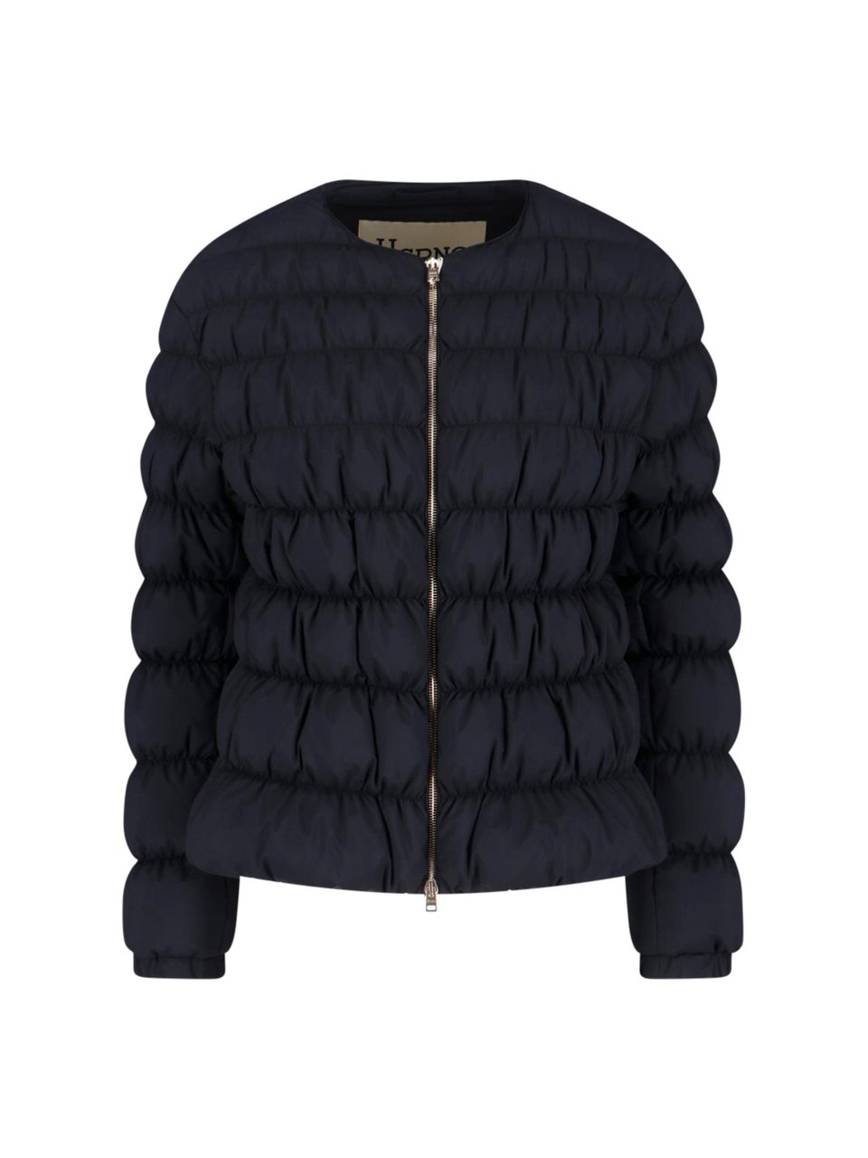 Herno Tailored Black Jacket With High Collar And Smooth Texture Zwart