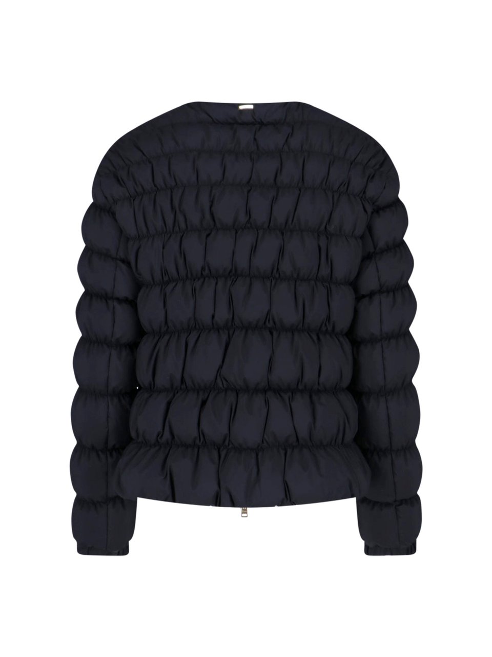 Herno Tailored Black Jacket With High Collar And Smooth Texture Zwart