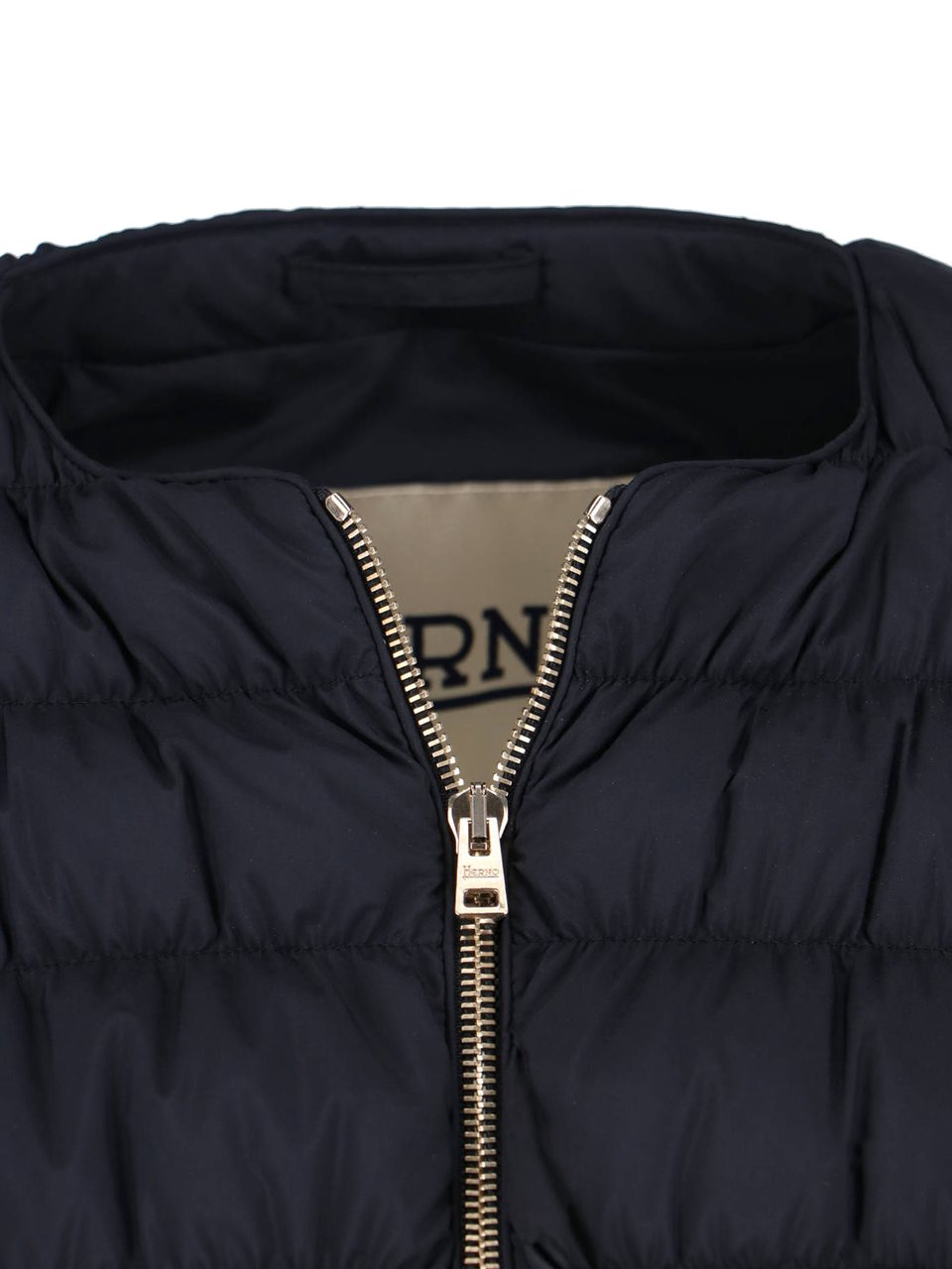 Herno Tailored Black Jacket With High Collar And Smooth Texture Zwart