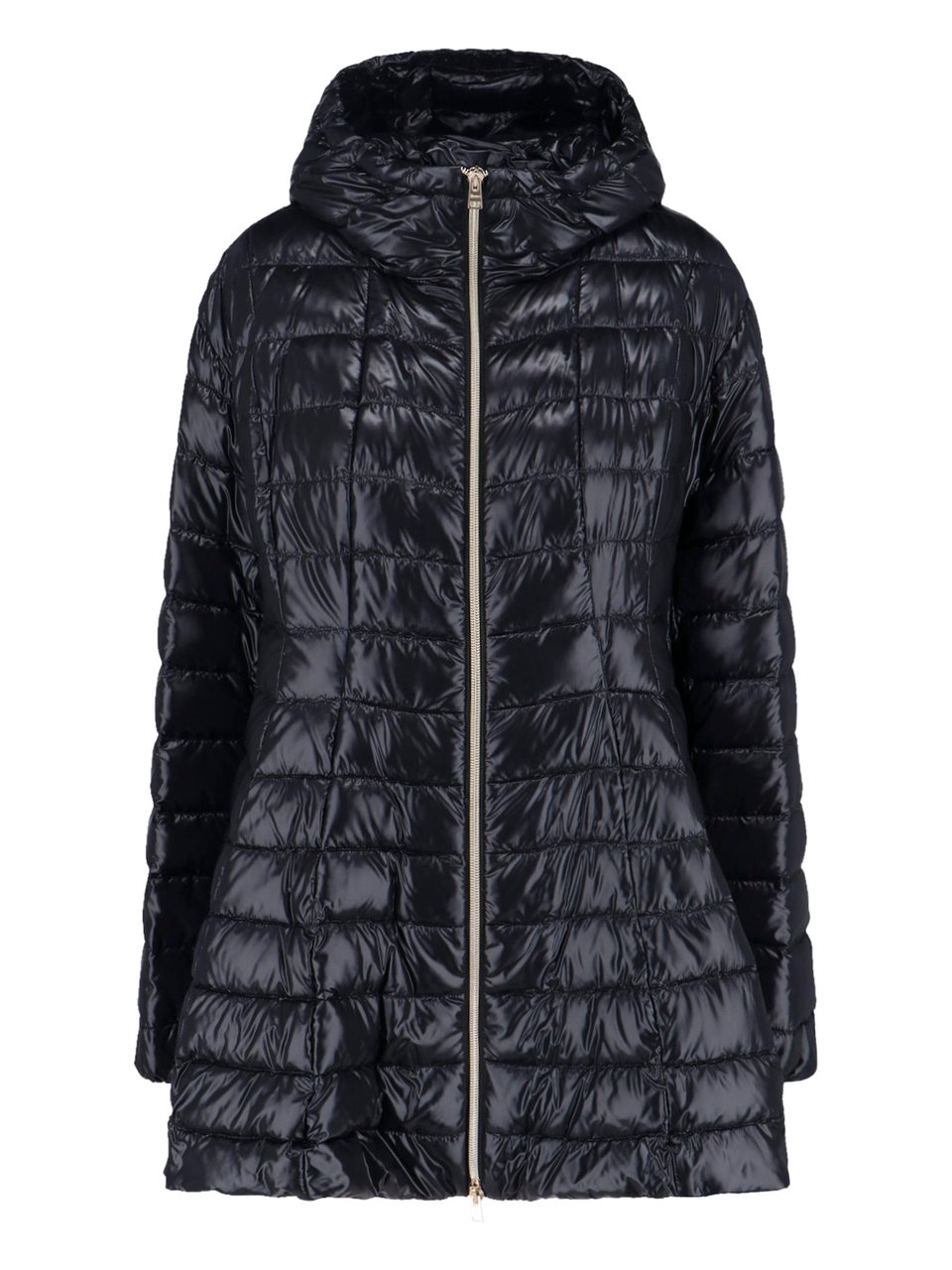 Herno Sleek Black Jacket With High Collar And Zip Closure Zwart