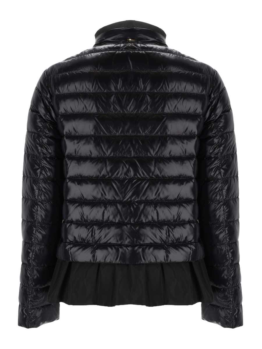 Herno Neutrals Shiny Ruffled Hem Polyamide Down Jacket Zwart