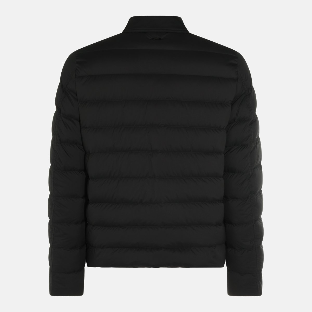 Herno Shirt-Collar Black Puffer Jacket With Quilted Padding Zwart