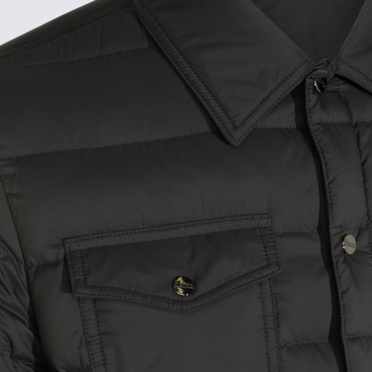Herno Minimalist Black Puffer Jacket With Quilted Padding Zwart