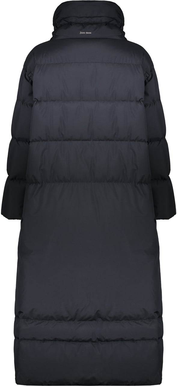 Herno Black long down jacket with hood Blauw