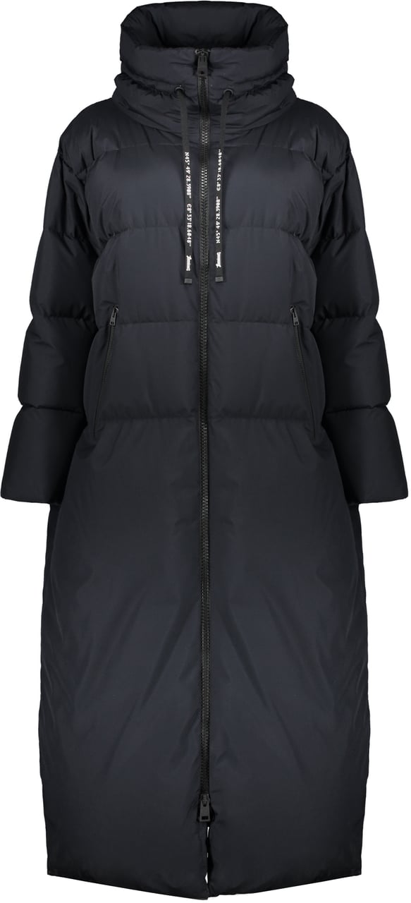 Herno Black long down jacket with hood Blauw