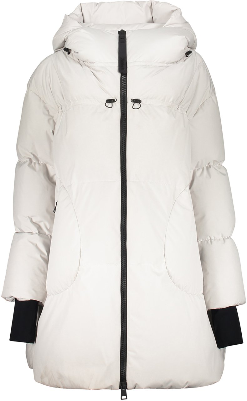 Herno Elegant white long jacket with hood Neutraal