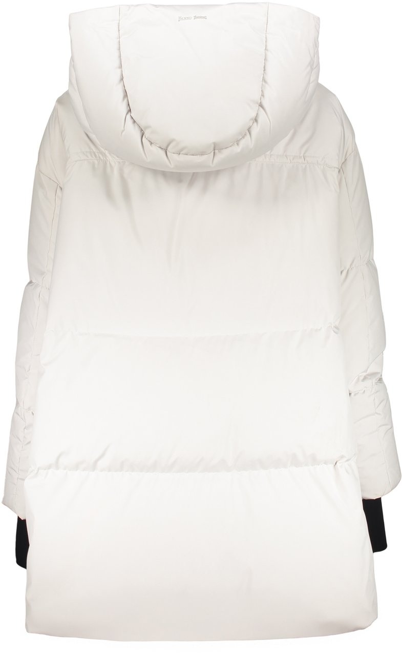 Herno Elegant white long jacket with hood Neutraal