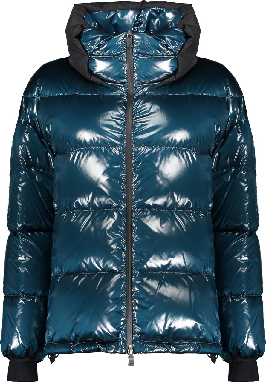 Herno Glossy nylon down jacket Blauw