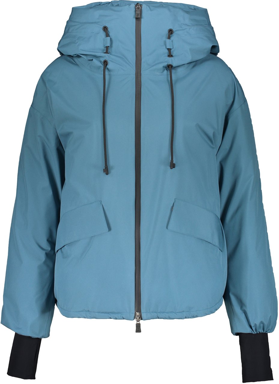 Herno Modern down jacket with hood and zip Blauw