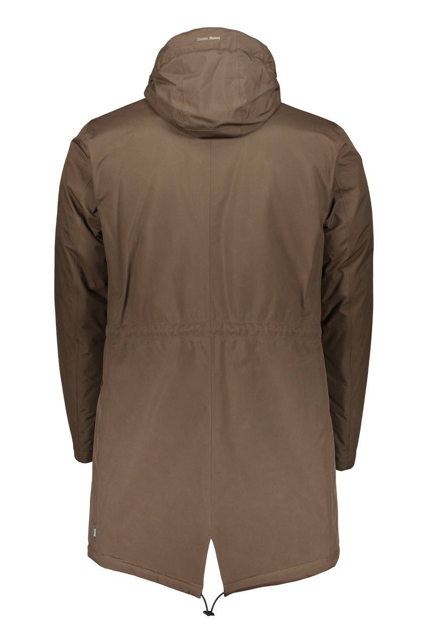 Herno Technical fabric hooded jacket Groen