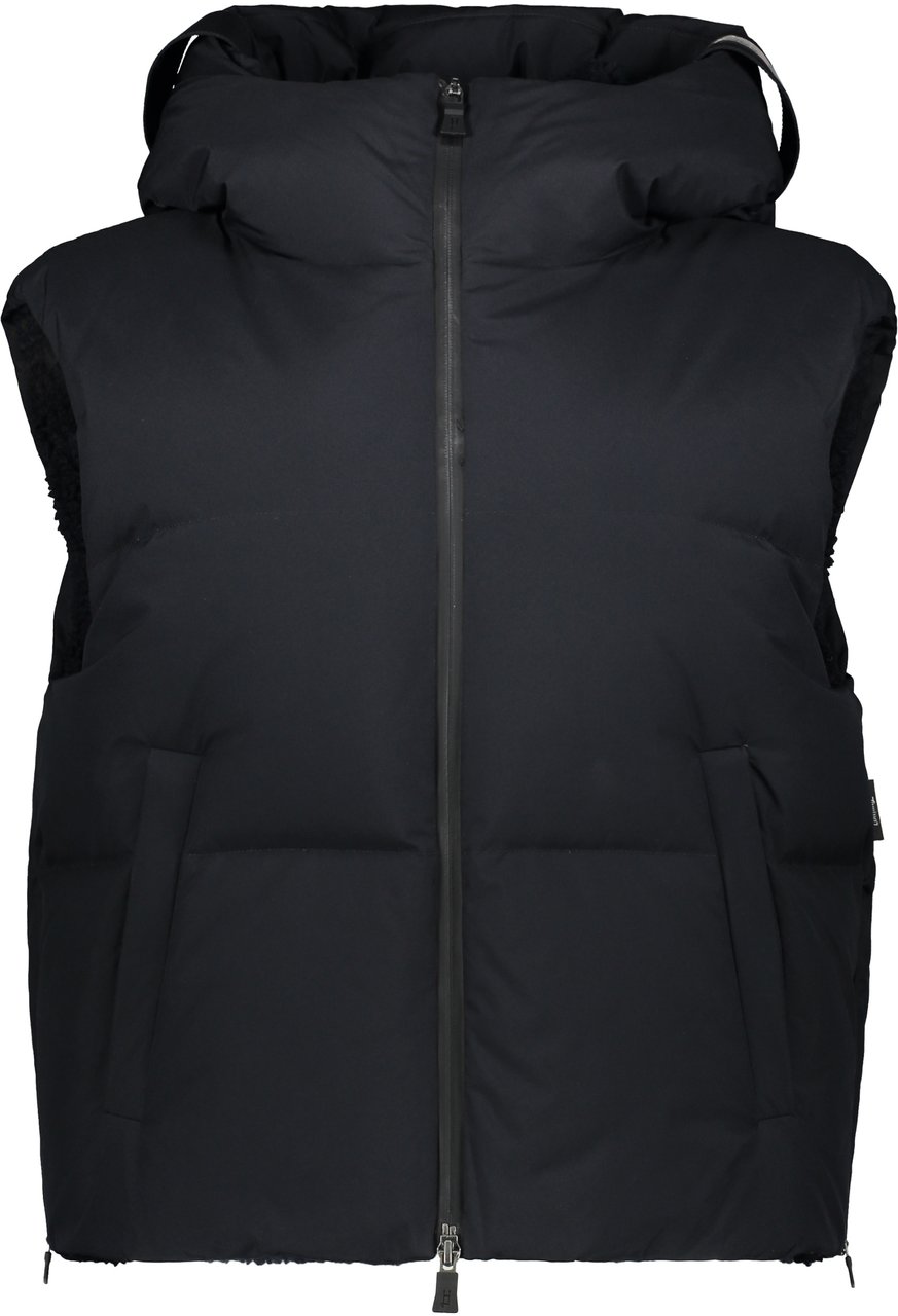 Herno Elegant black sleeveless hoodie Blauw