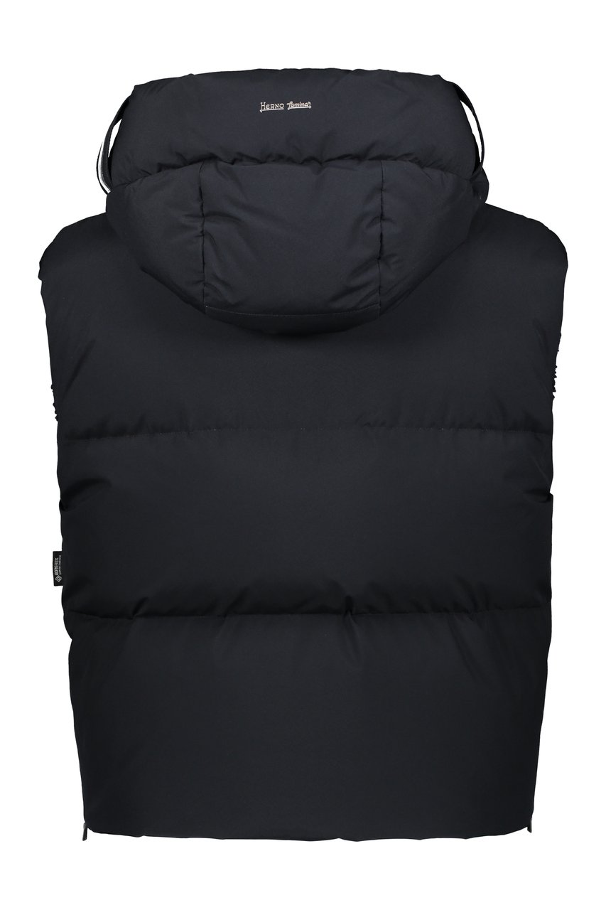 Herno Elegant black sleeveless hoodie Blauw