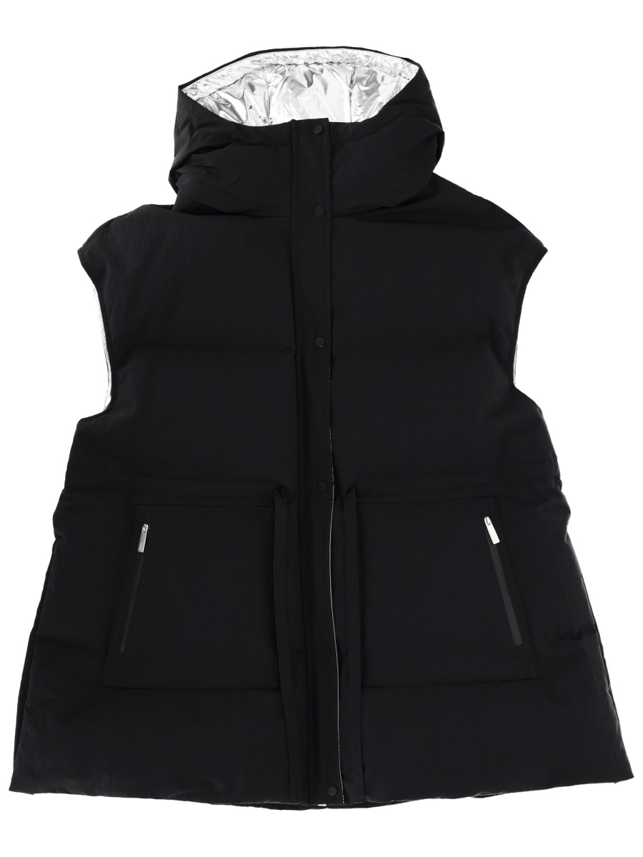Herno Crinkle Metallic Padded Vest Zwart