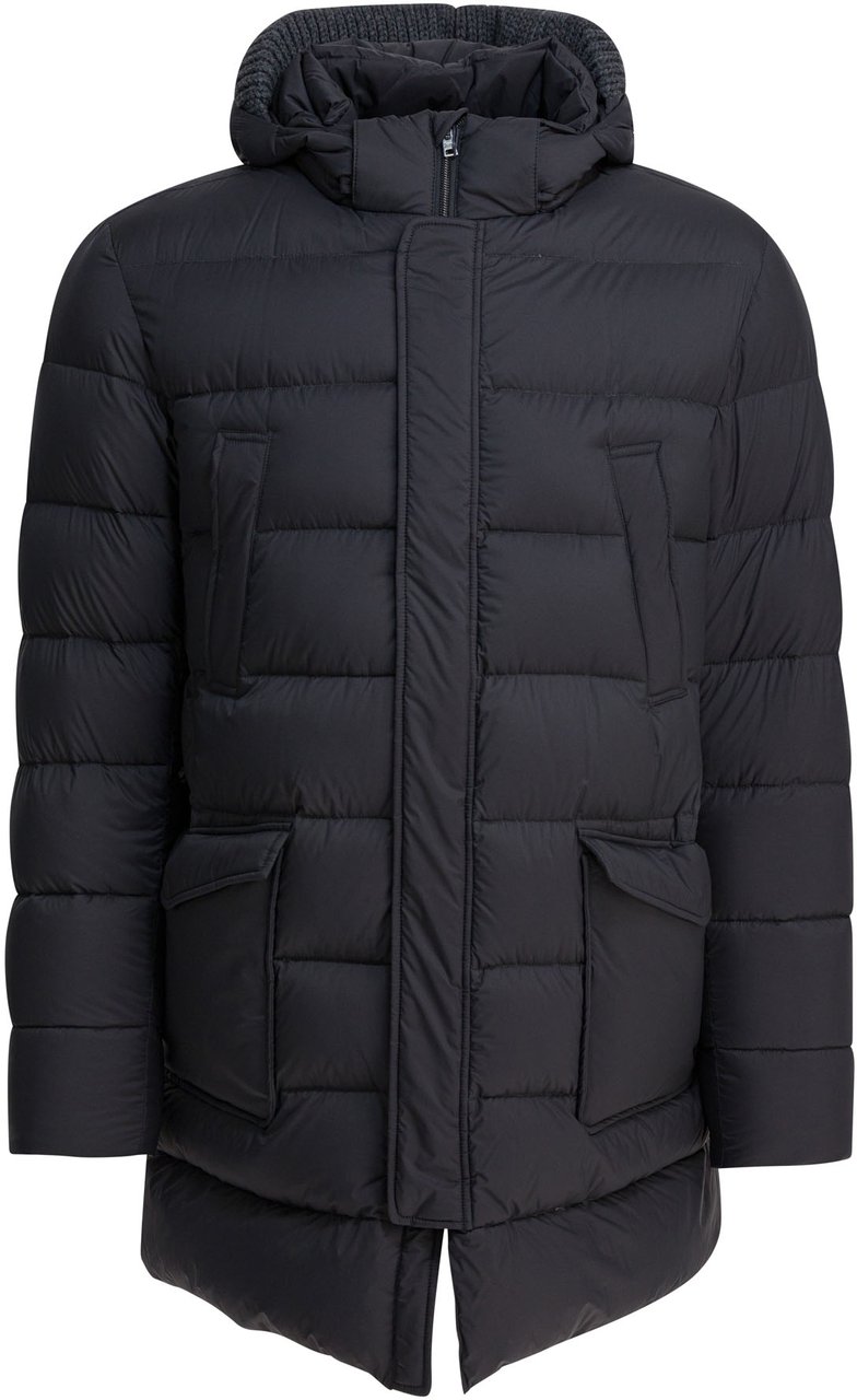 Herno Long down jacket with hood Grijs