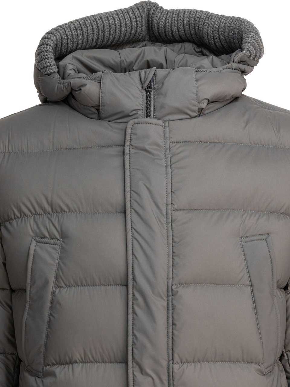 Herno Long down jacket with hood Grijs