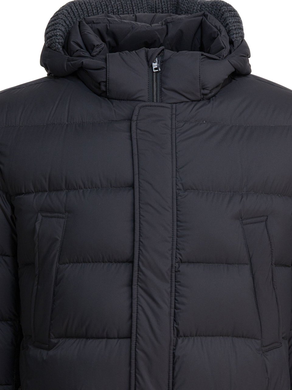 Herno Long down jacket with hood Grijs
