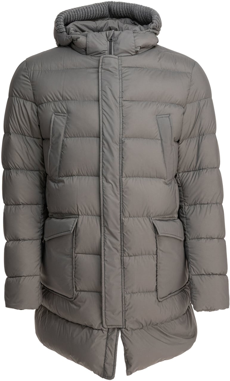 Herno Long down jacket with hood Grijs