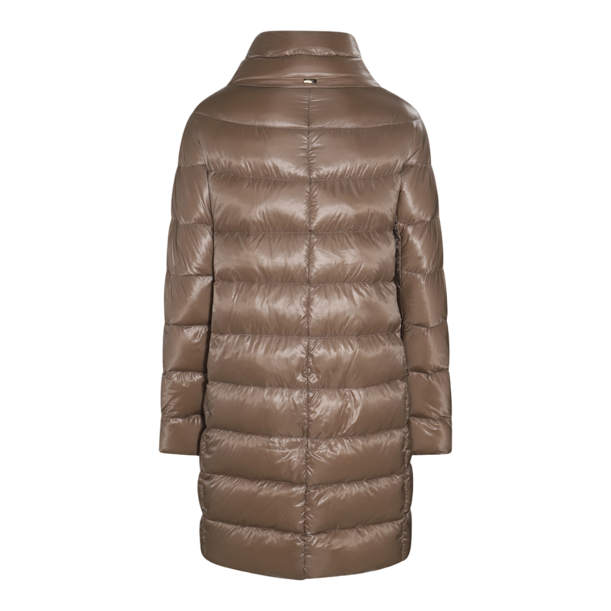Herno Knee-Length Quilted Puffer Coat with Structured Collar Bruin