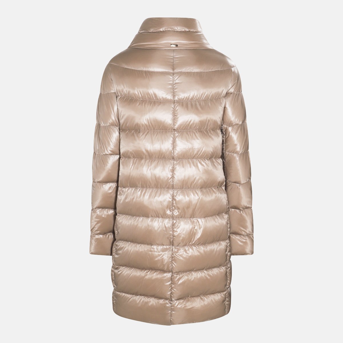 Herno Quilted Mid-Thigh Down Coat With Structured Collar Neutraal