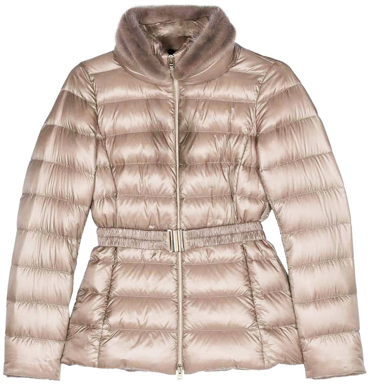 Herno HERNO Claudia Faux Fur-Trimmed Down Jacket Beige