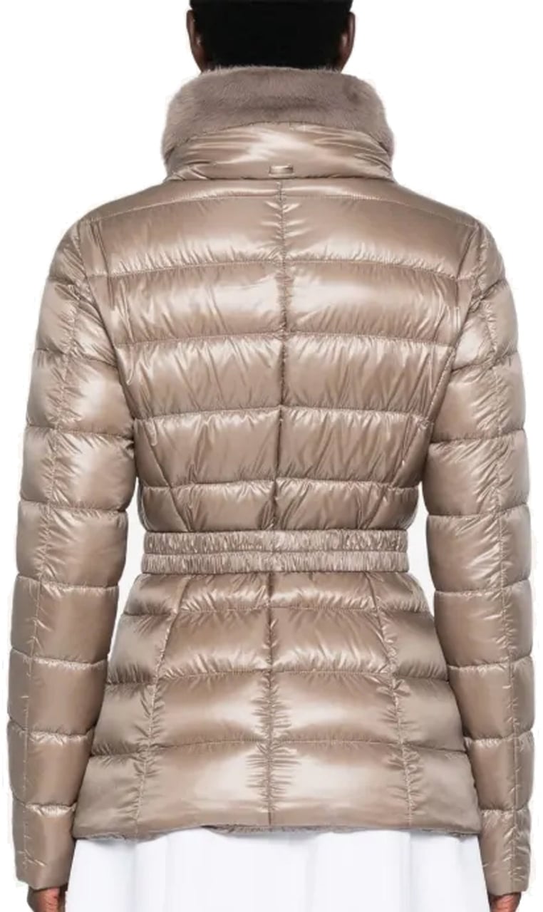 Herno HERNO Claudia Faux Fur-Trimmed Down Jacket Beige