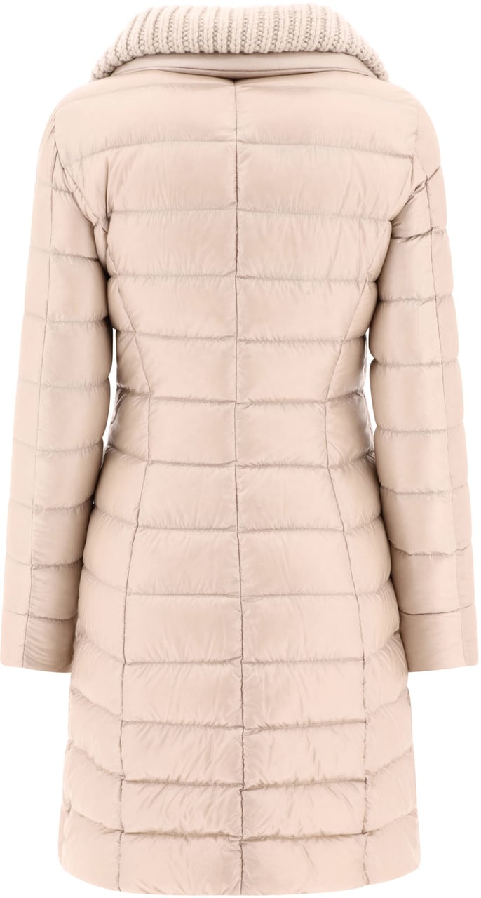 Herno Long down jacket with wool collar Beige