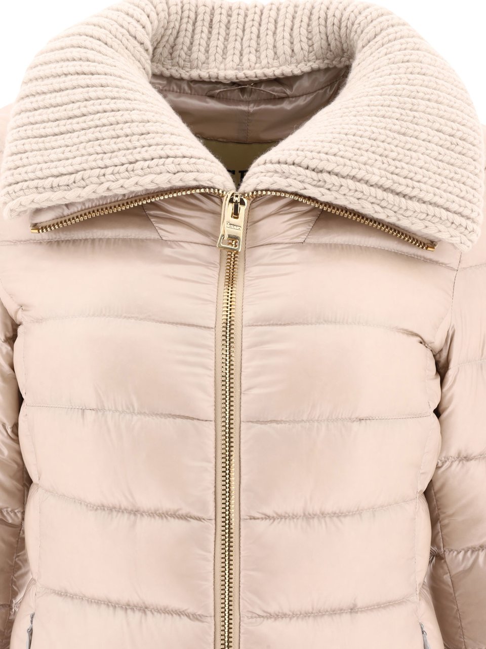 Herno Long down jacket with wool collar Beige