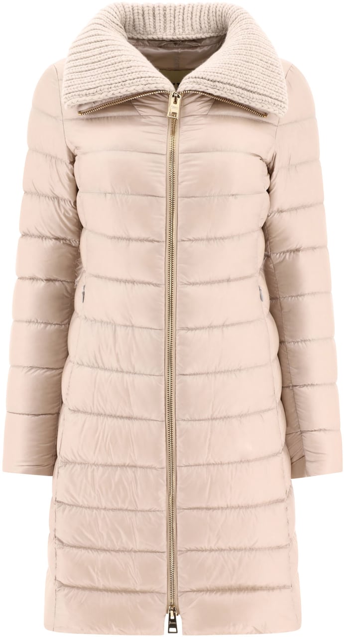 Herno Long down jacket with wool collar Beige