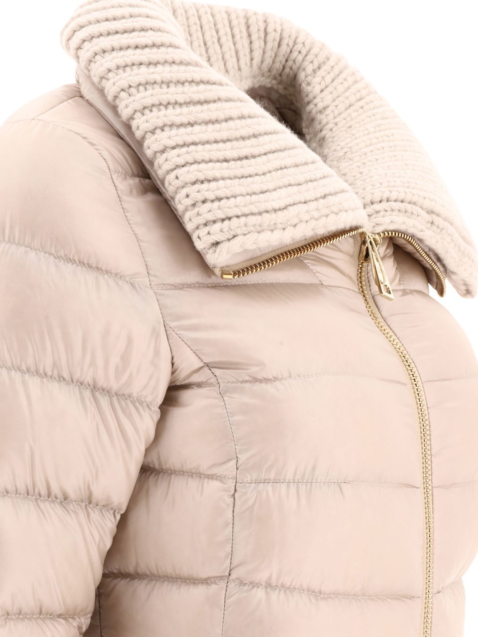 Herno Long down jacket with wool collar Beige