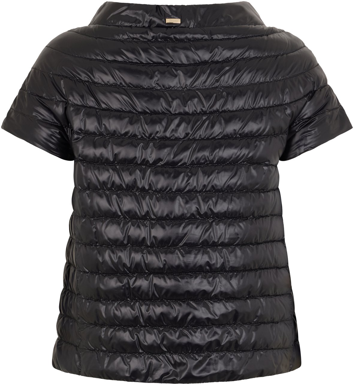 Herno Elegant quilted blouse with refined collar and short sleeves Zwart
