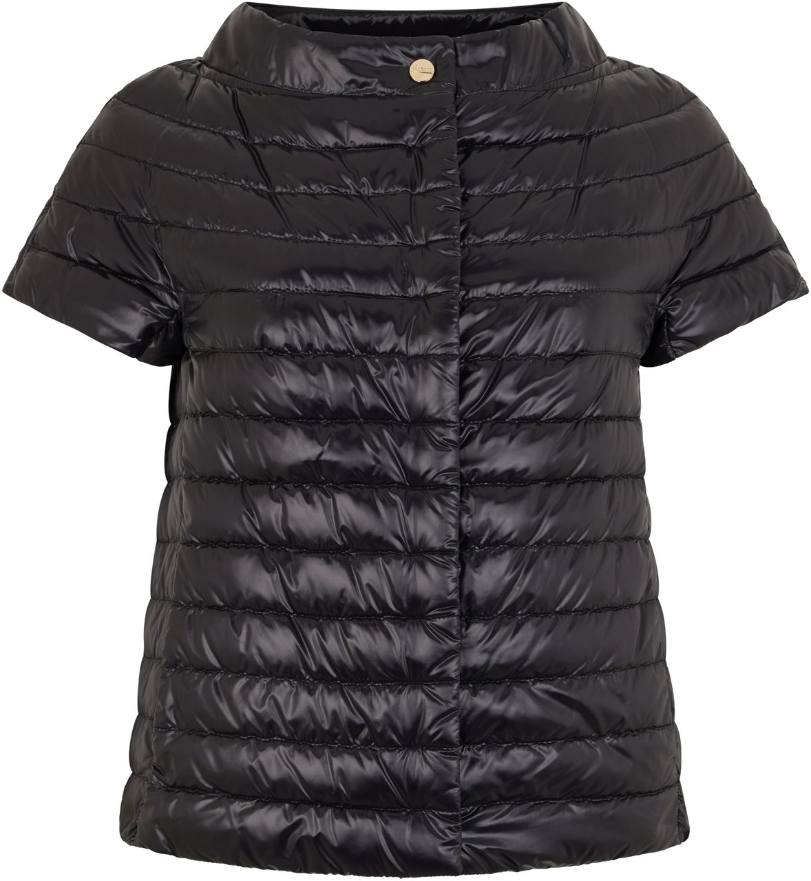 Herno Elegant quilted blouse with refined collar and short sleeves Zwart