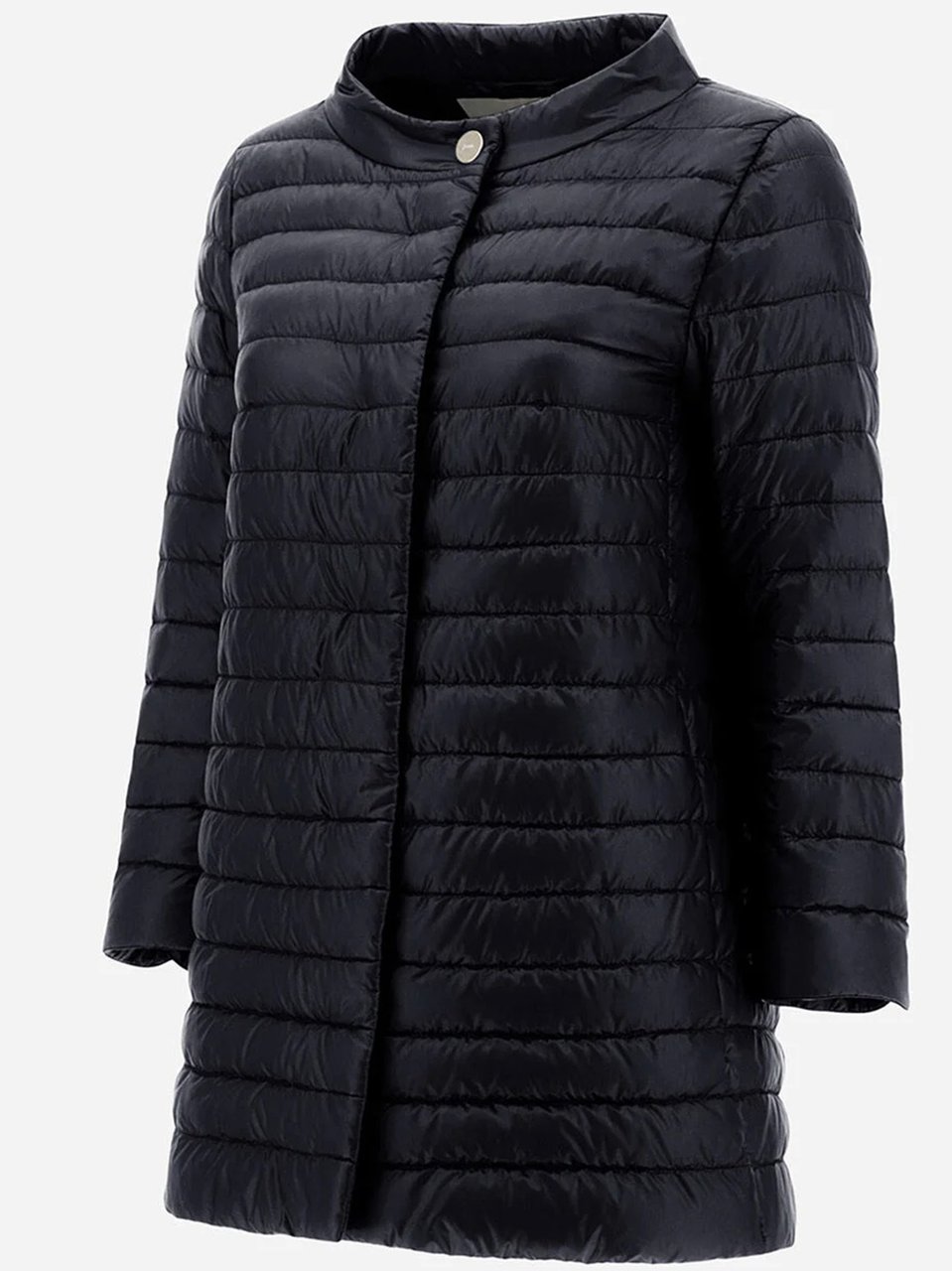 Herno Black Piumino Lightweight Quilted Flared Jacket Zwart