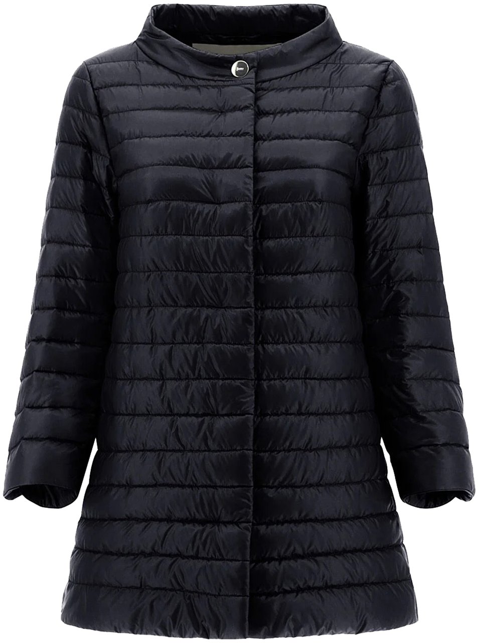 Herno Black Piumino Lightweight Quilted Flared Jacket Zwart