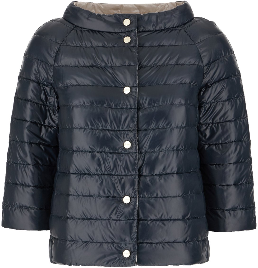 Herno Herno Navy blue nylon down reversible jacket Blauw