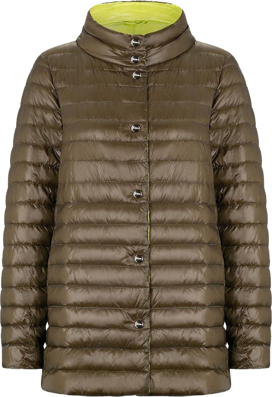 HERNO Ultralight reversible A-line down Coat Groen