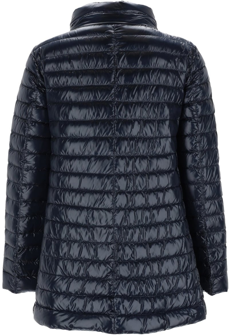 Herno Glossy Quilted High Collar Polyamide Down Jacket Zwart