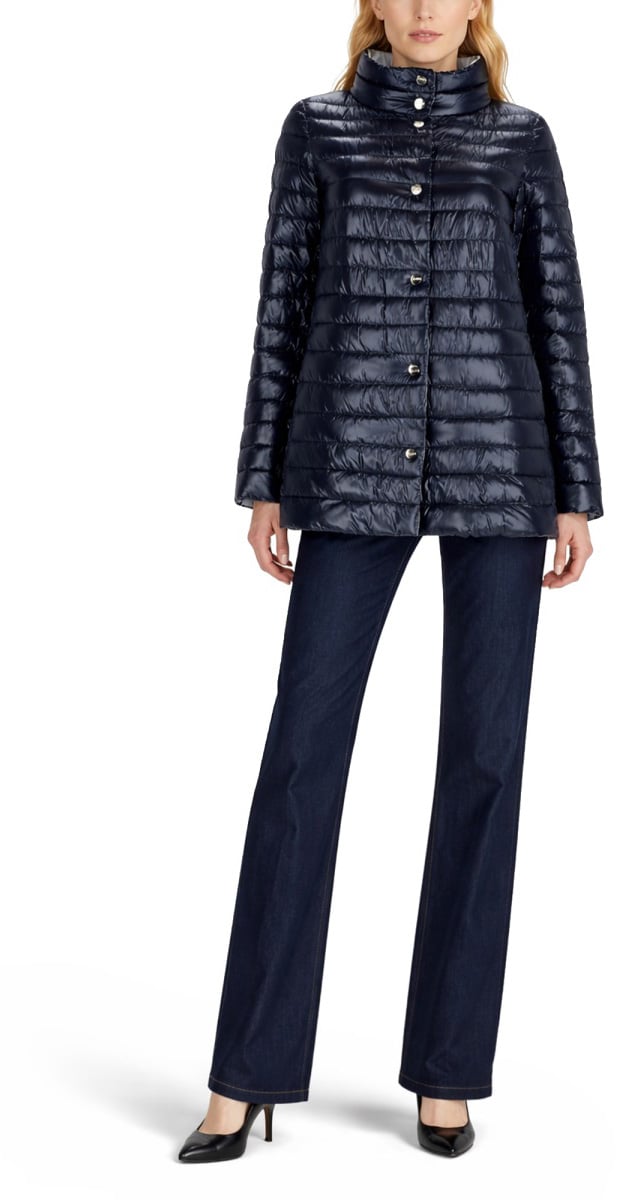 Herno Glossy Quilted High Collar Polyamide Down Jacket Zwart