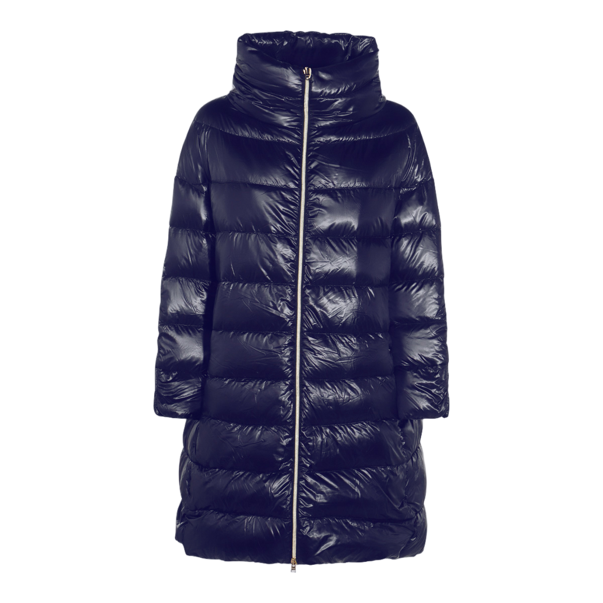 Herno Quilted Puffer Coat With Structured Collar And Glossy Finish Zwart