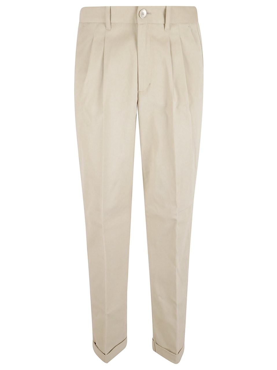 Herno Velvety Cotton Trousers With Flap Pockets Geel