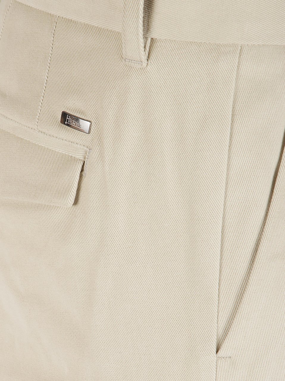 Herno Velvety Cotton Trousers With Flap Pockets Geel