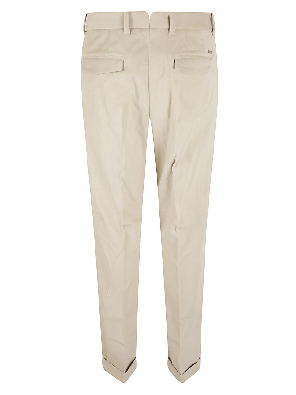 Herno Velvety Cotton Trousers With Flap Pockets Geel