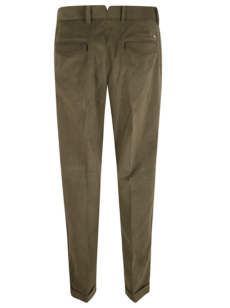 Herno Piece-Dyed Velvety Green Trousers With Tailored Fit Grijs