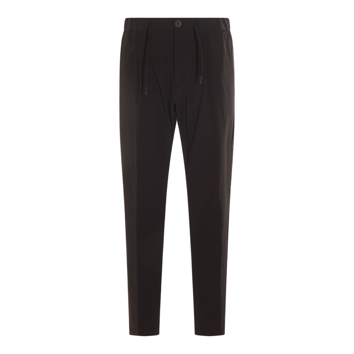 Herno Tapered Black Trousers with Drawstring Waist Zwart