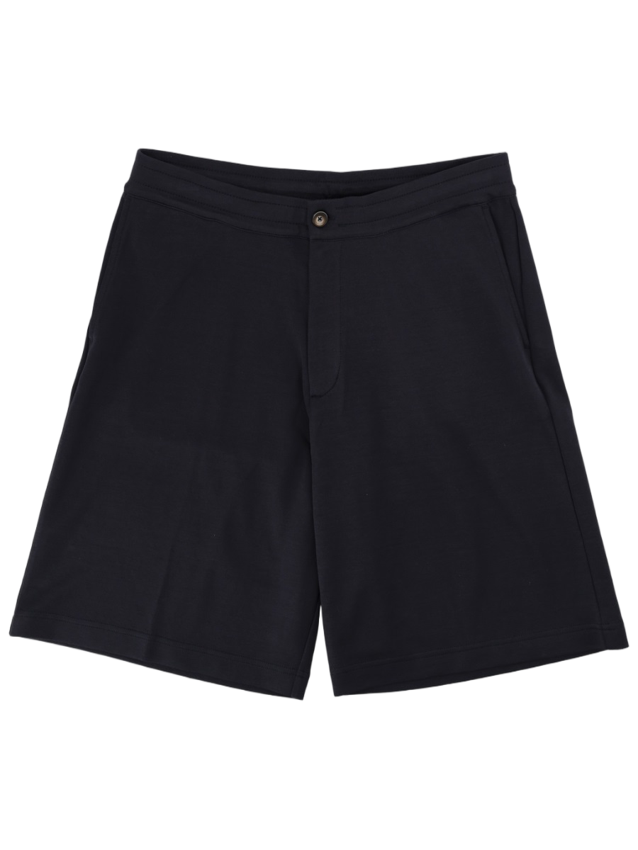 Herno Structured Straight Cut Cotton Shorts Zwart