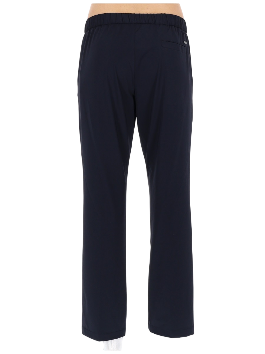 Herno Straight-Leg Blue Trousers with Elastic Waistband Zwart