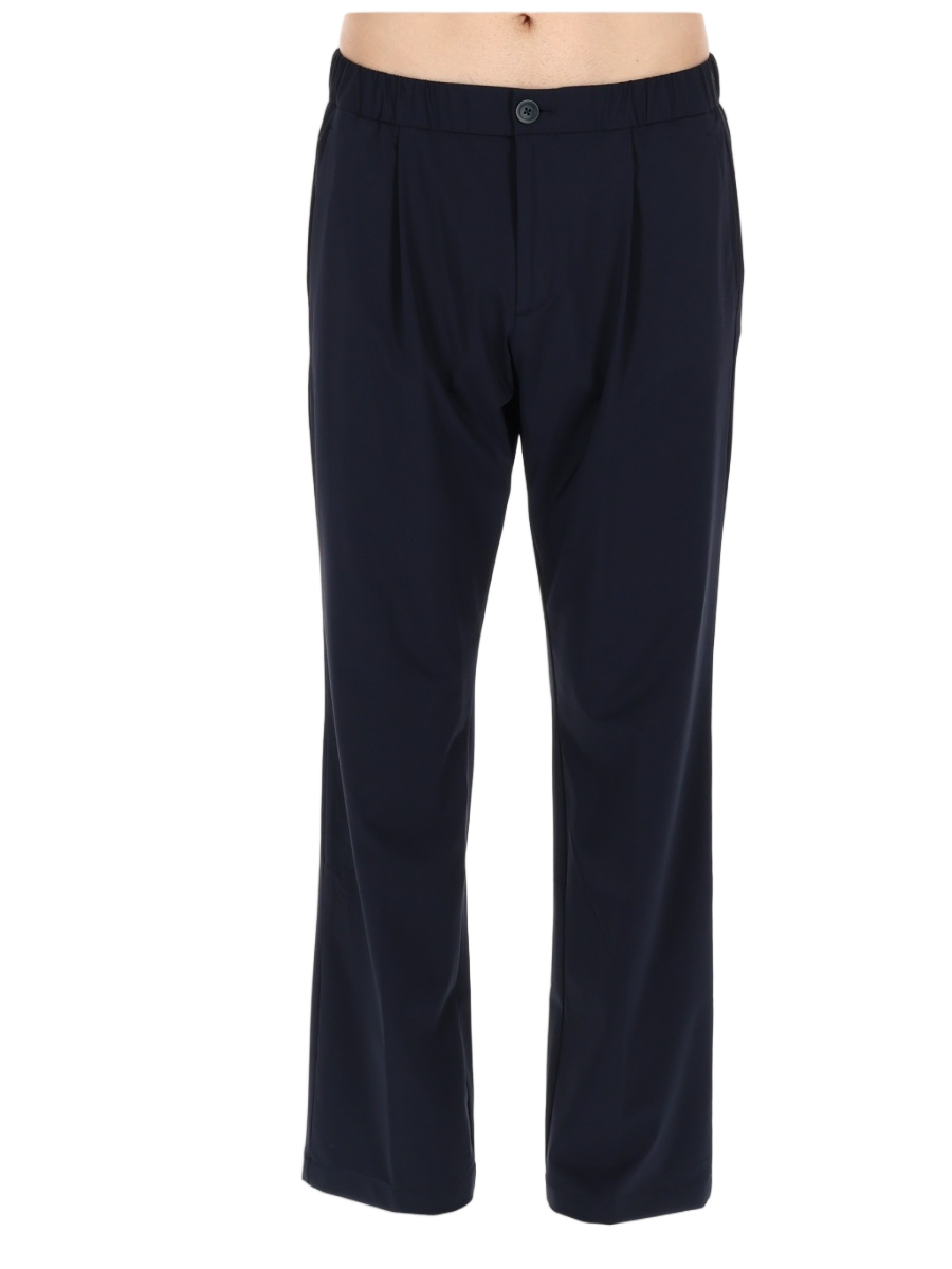 Herno Straight-Leg Blue Trousers with Elastic Waistband Zwart