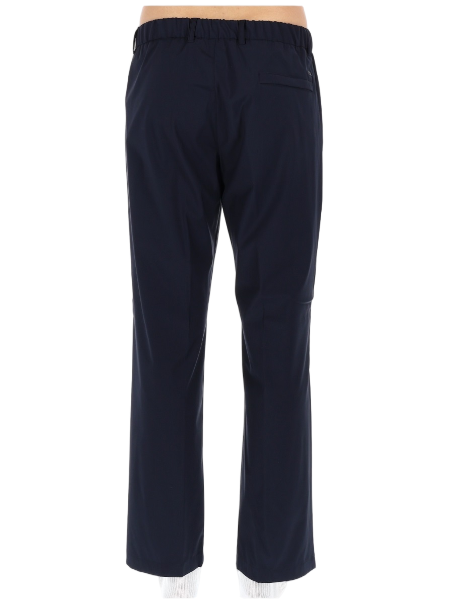 Herno Tailored Blue Wool-Blend Trousers with Structured Silhouette Zwart