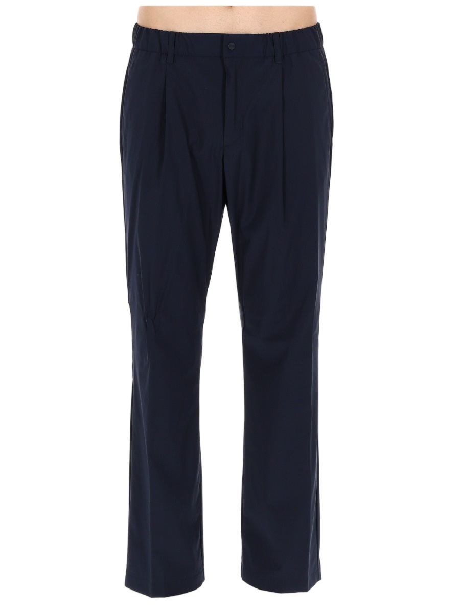 Herno Tailored Blue Wool-Blend Trousers with Structured Silhouette Zwart