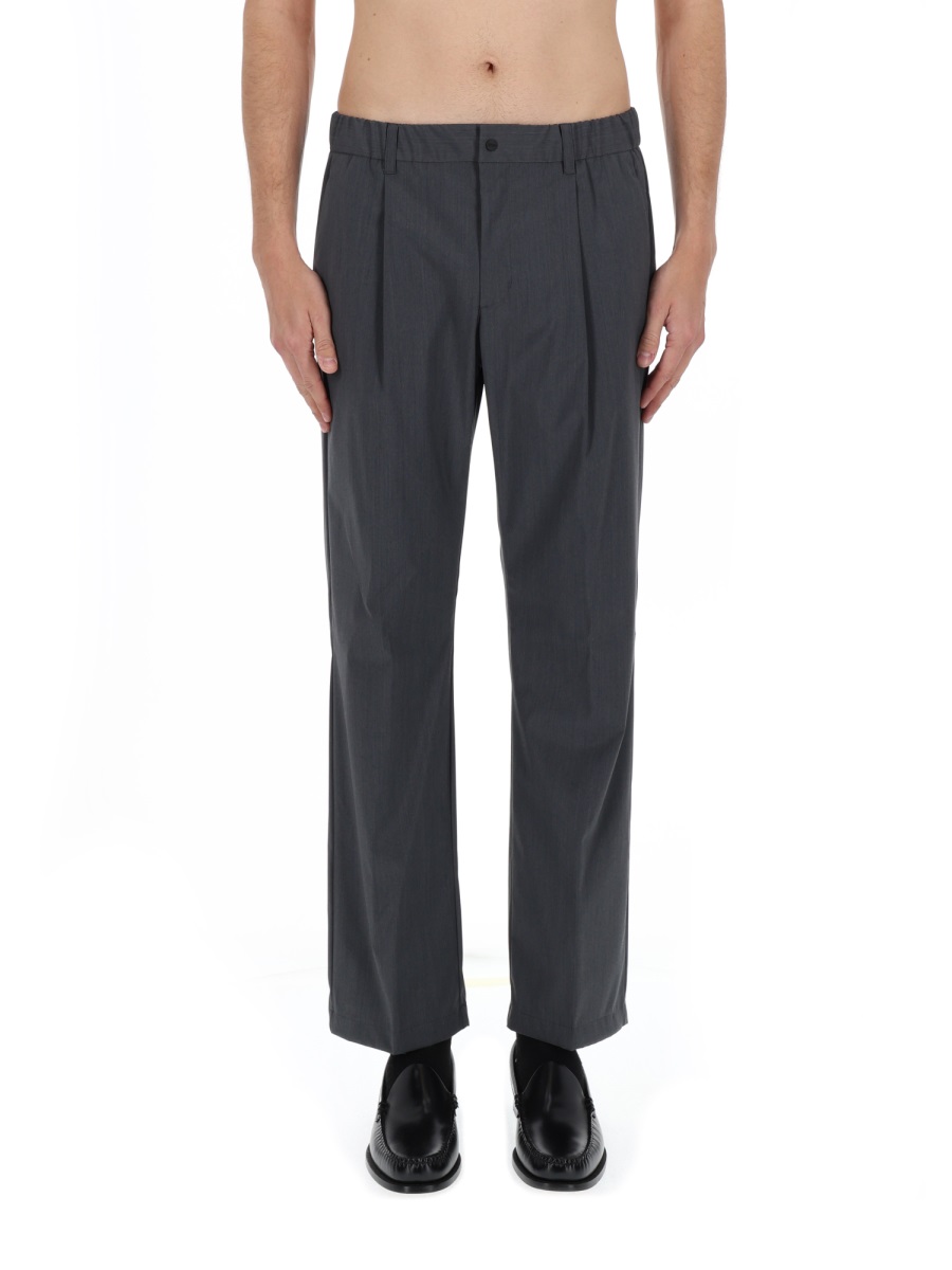 Herno Neutral Tailored Straight-Leg Wool-Blend Pants Grijs